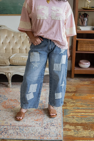 Briar Patchwork Barrel Jeans