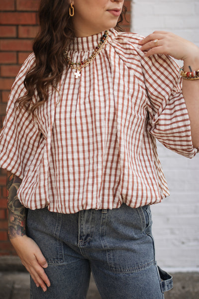 Emme Plaid High Neck Top