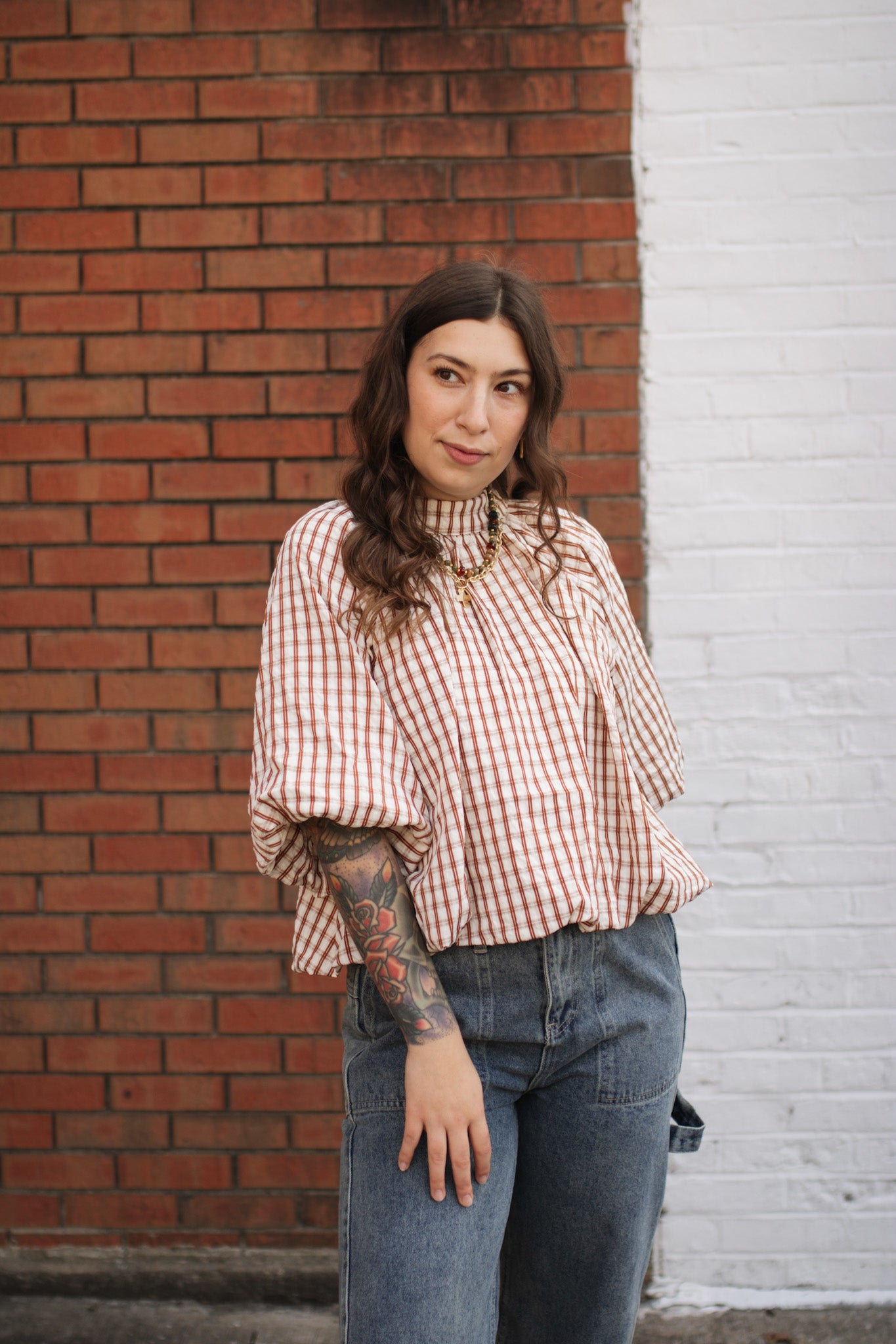 Emme Plaid High Neck Top