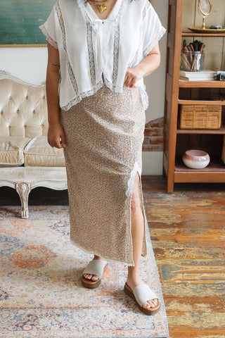 Avery Floral Satin Midi Skirt