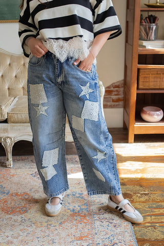 Briar Patchwork Barrel Jeans