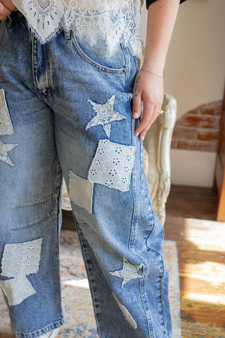 Briar Patchwork Barrel Jeans