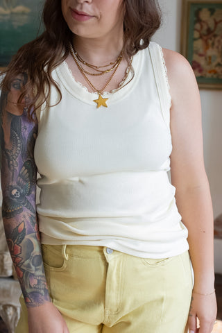 Ricky Lace Ribbed Knit Tank