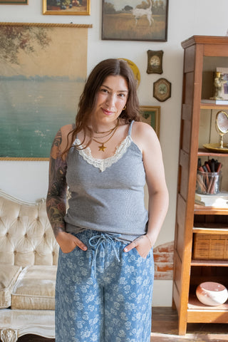 Drew Ribbed Lace Tank