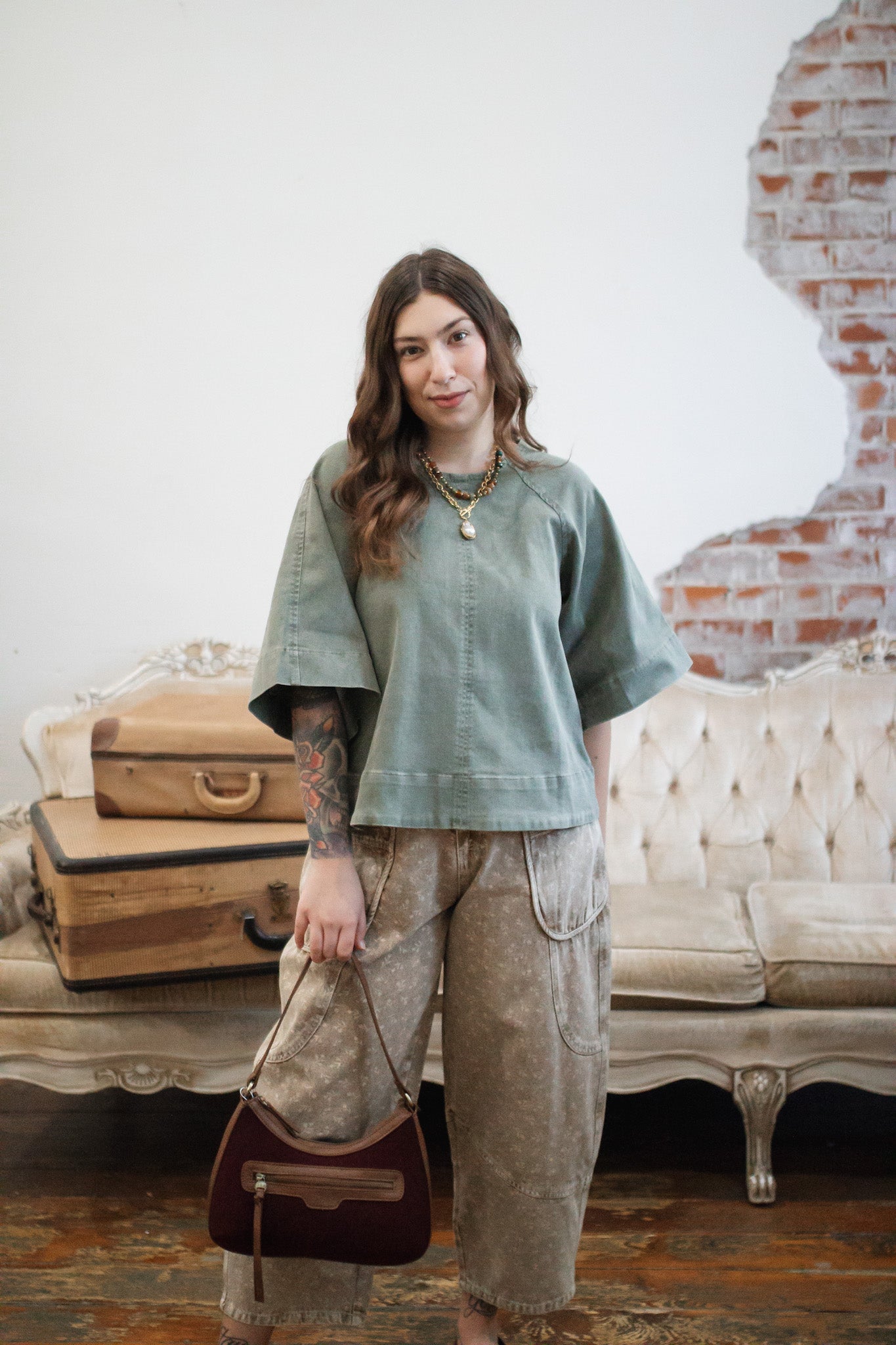 Willa Vintage Washed Floral Barrel Jeans