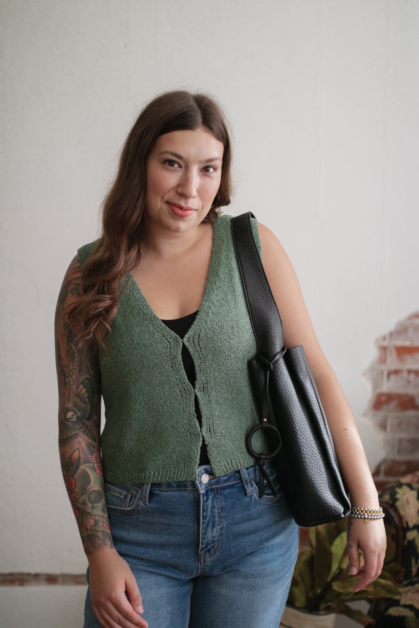 Zada Soft Knit Cropped Vest | Sage
