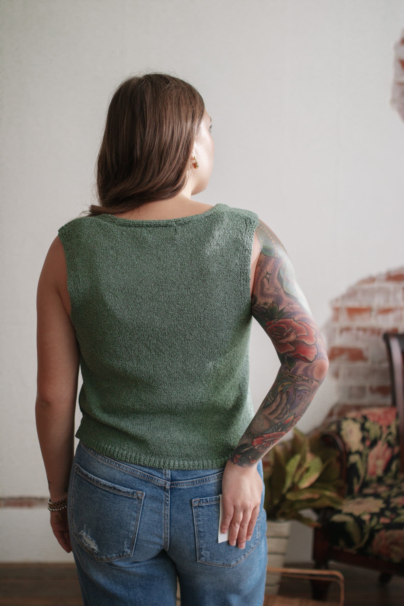 Zada Soft Knit Cropped Vest | Sage