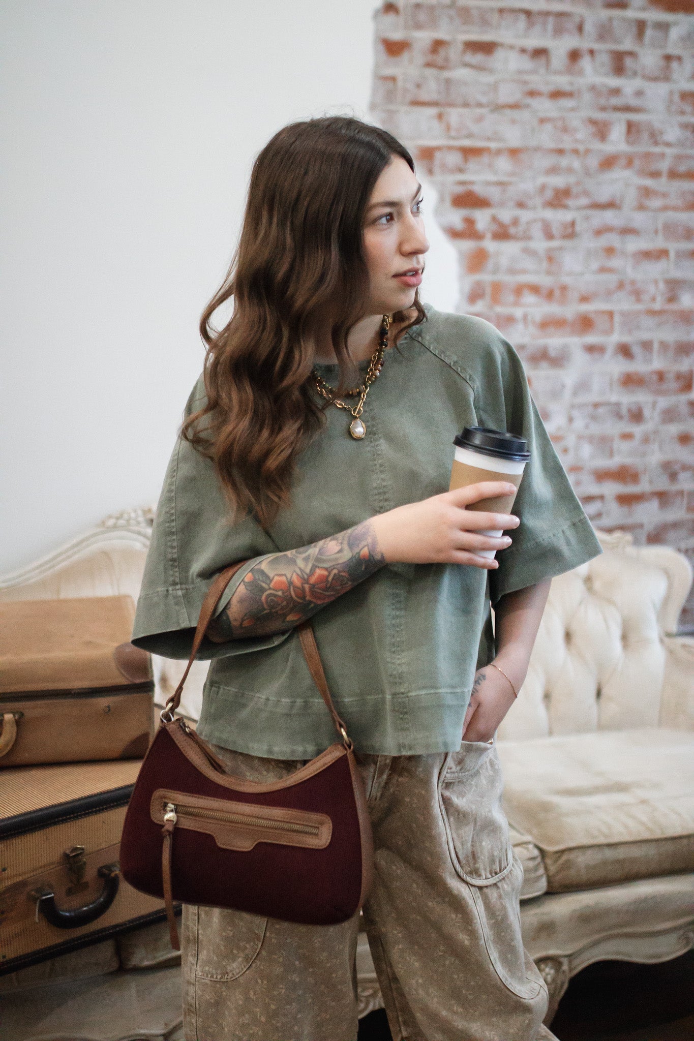 Lila Denim Short Sleeve Tie Top