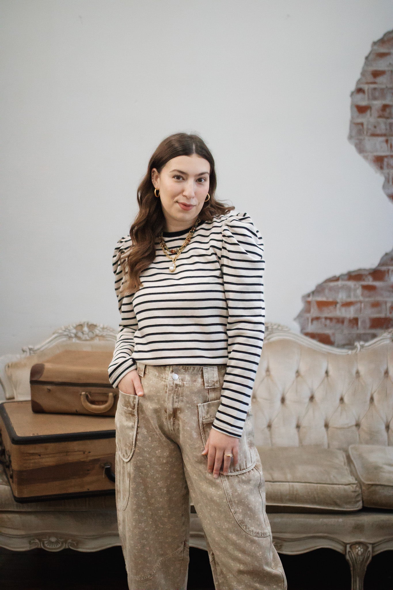 Taegan Striped Long Sleeve Top