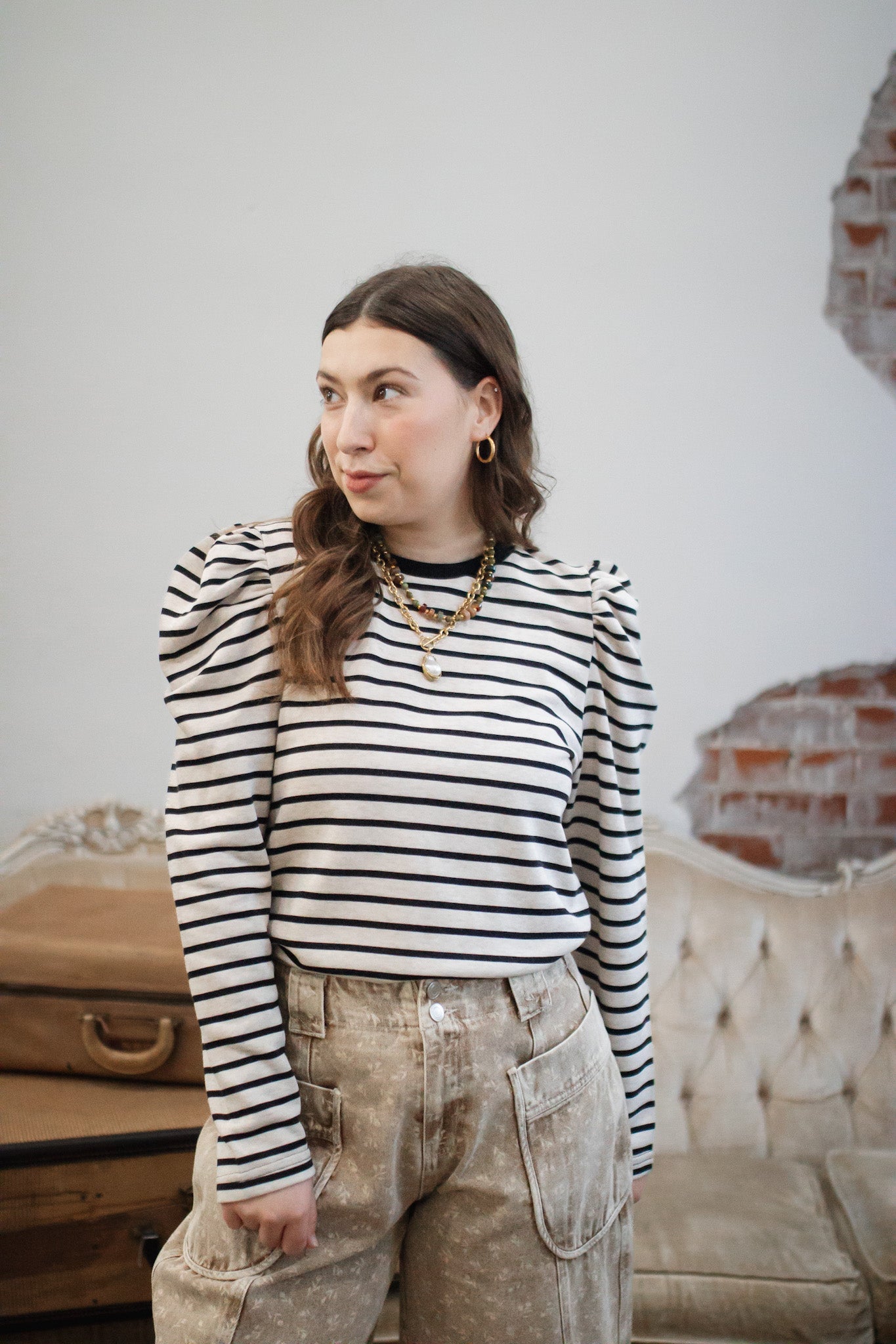 Taegan Striped Long Sleeve Top