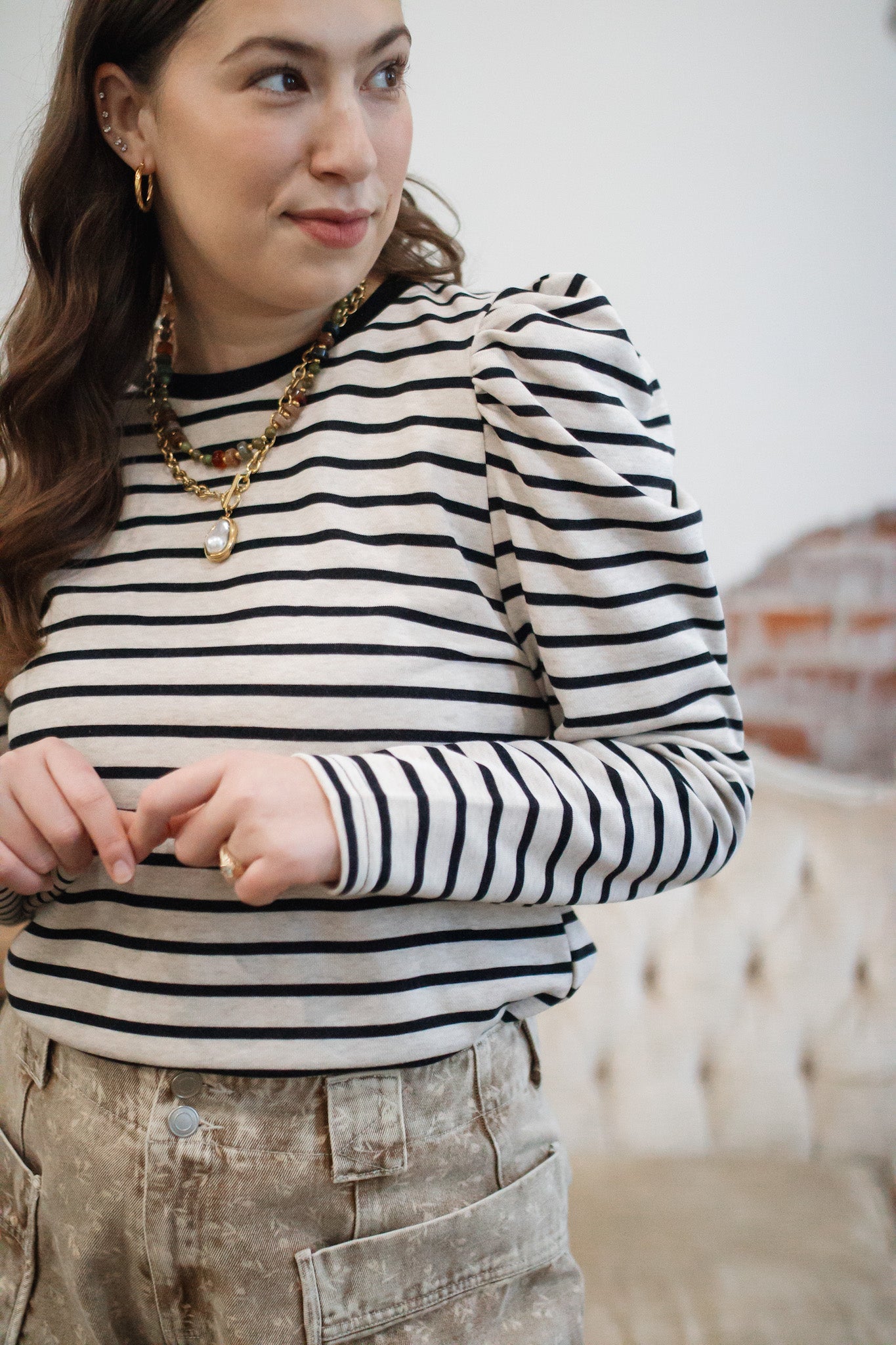 Taegan Striped Long Sleeve Top