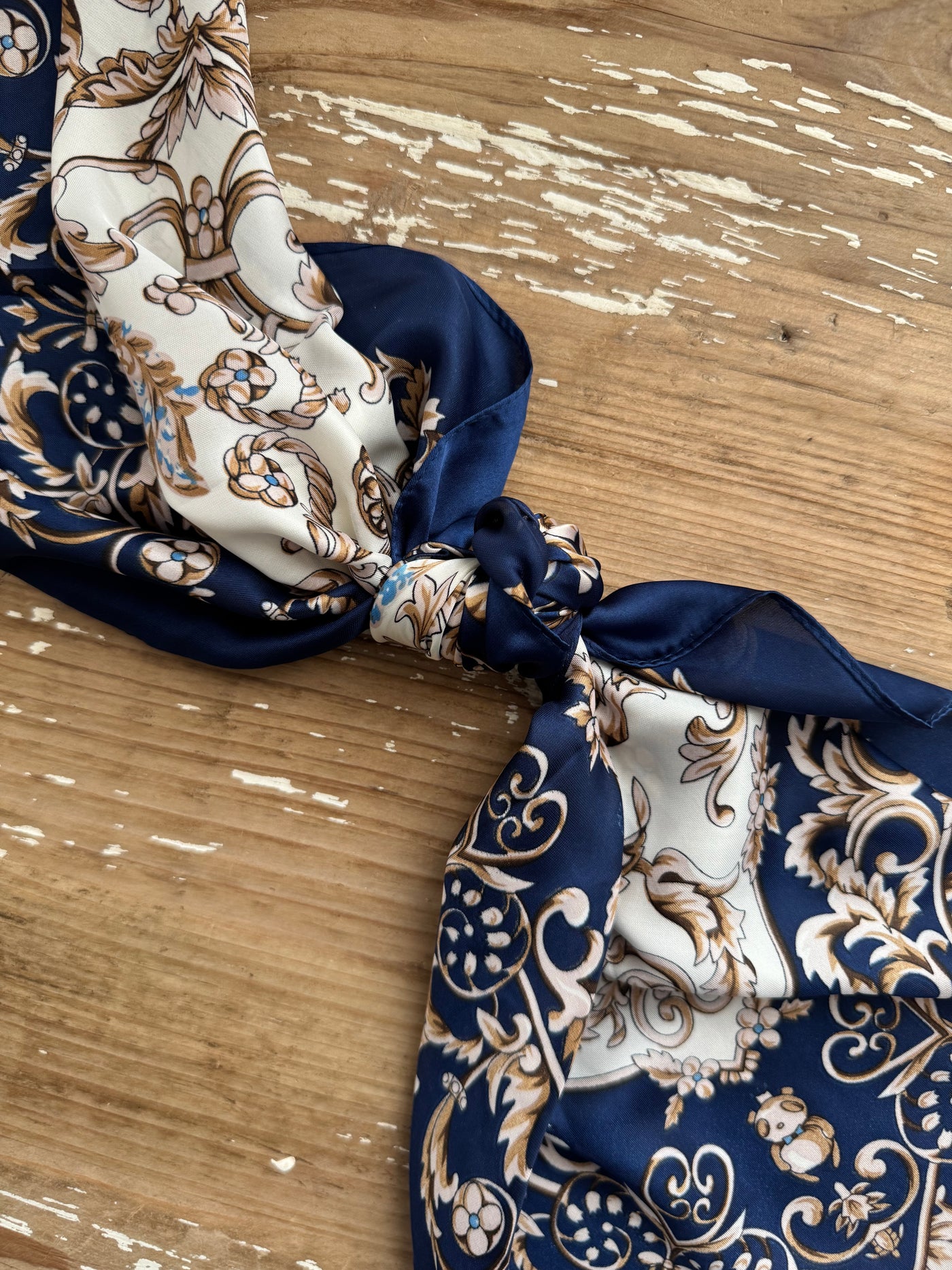 28" Wallpaper Floral Scarf | Navy