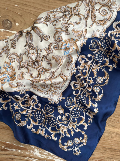 28" Wallpaper Floral Scarf | Navy