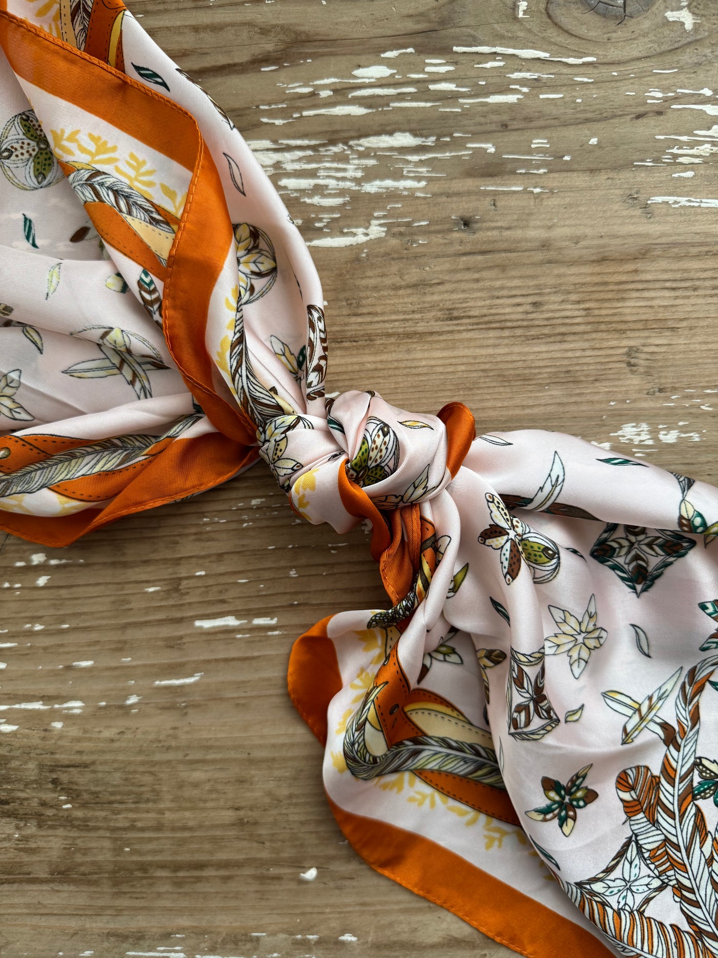 28" Wallpaper Floral Scarf | Baby Pink + Orange