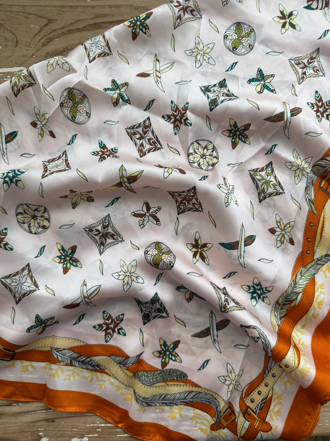 28" Wallpaper Floral Scarf | Baby Pink + Orange