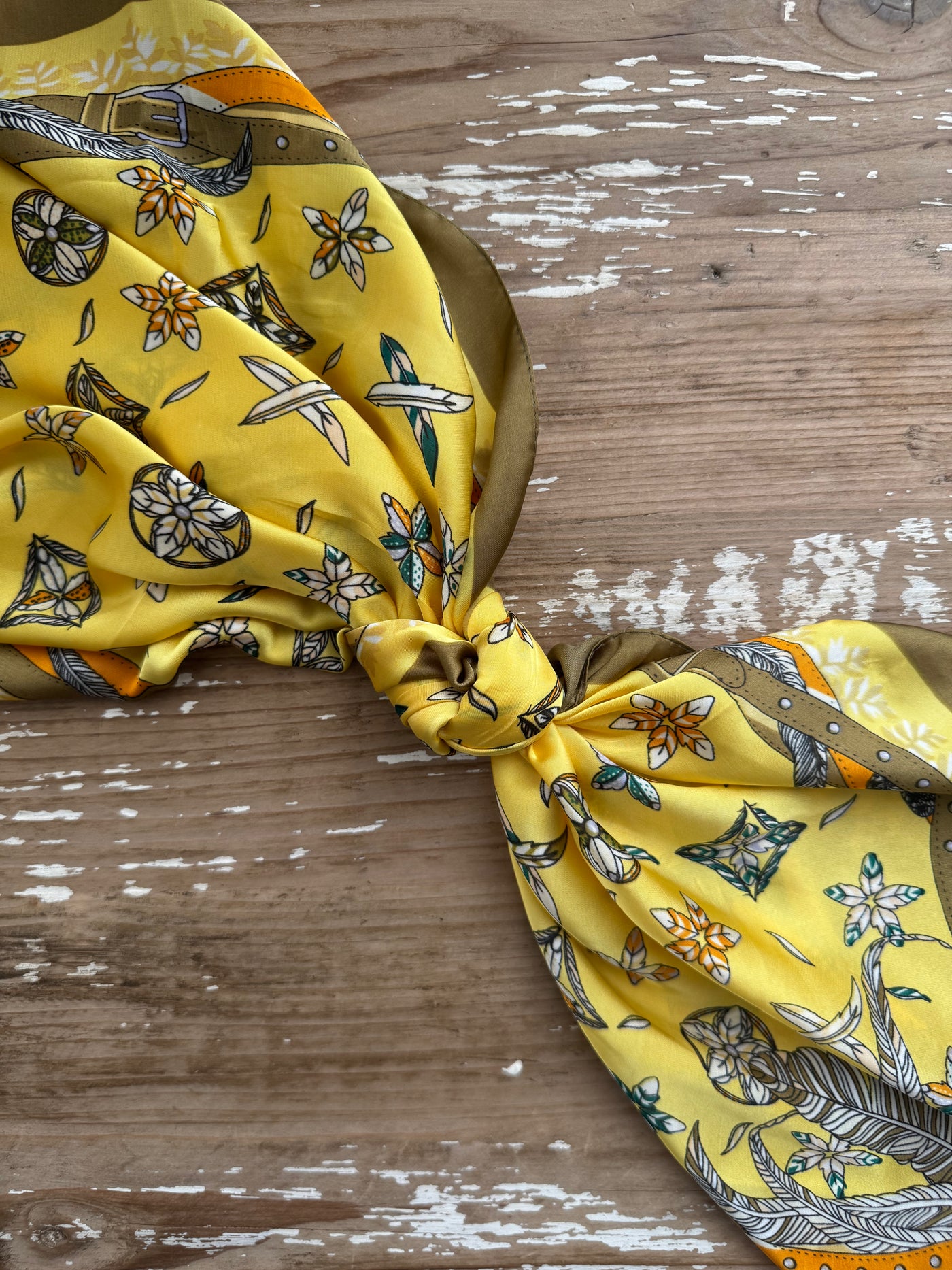 28" Wallpaper Floral Scarf | Yellow