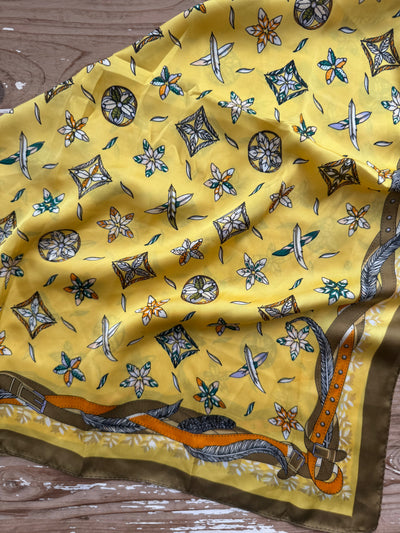 28" Wallpaper Floral Scarf | Yellow
