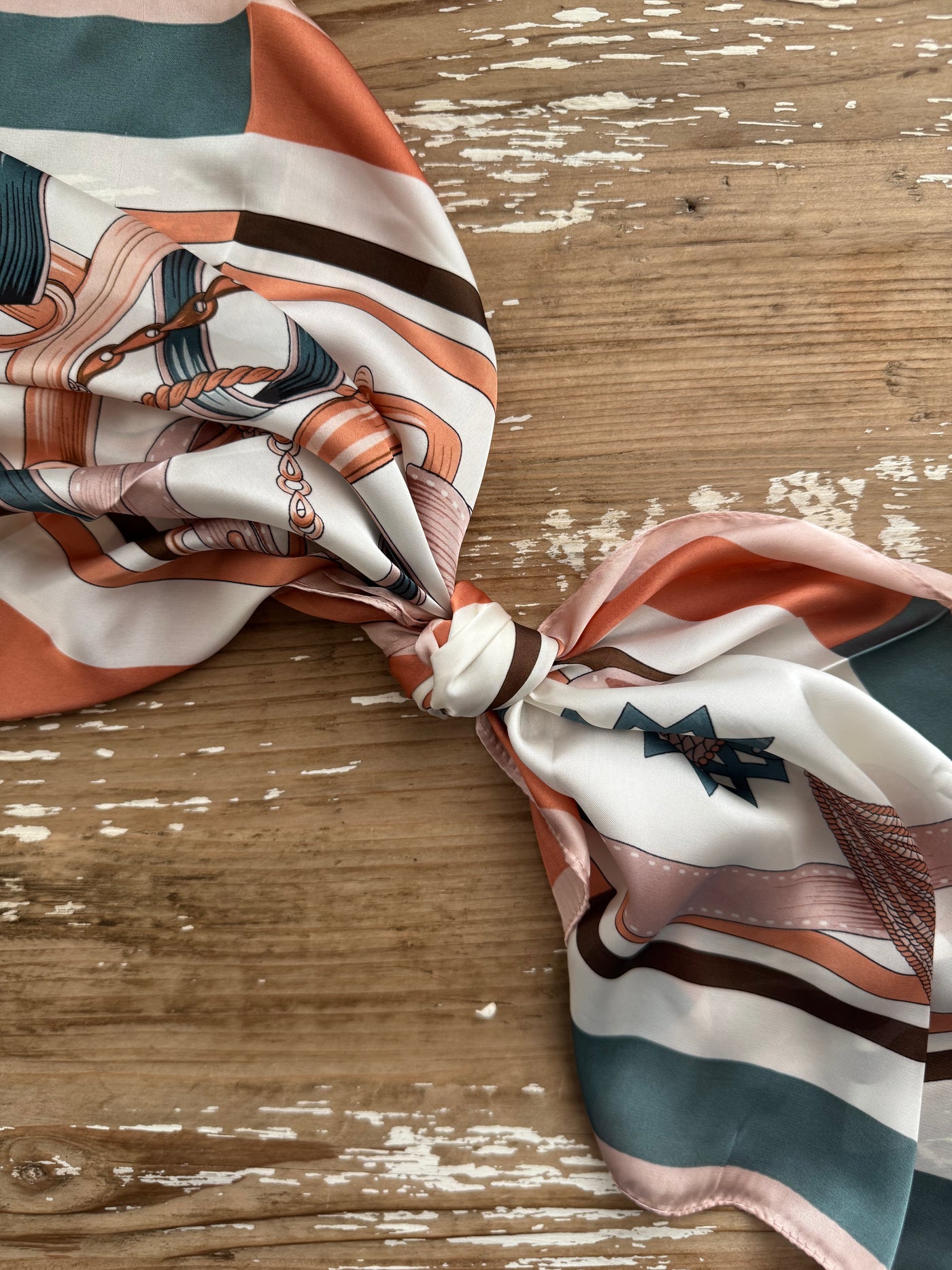 28" Wallpaper Floral Scarf | Coral + Teal