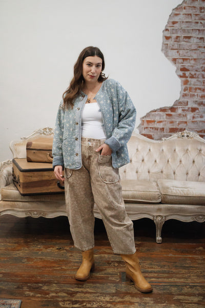 Willa Vintage Washed Floral Barrel Jeans