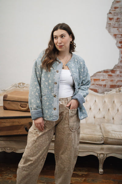Willa Vintage Washed Floral Barrel Jeans