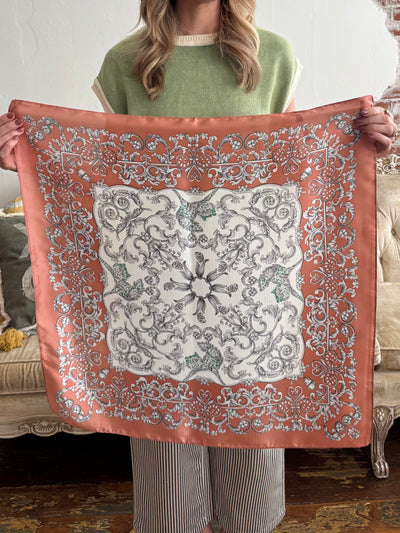 28" Wallpaper Floral Scarf | Blush