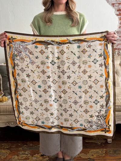 28" Wallpaper Floral Scarf | Brown