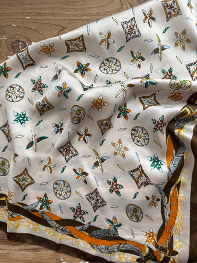 28" Wallpaper Floral Scarf | Brown
