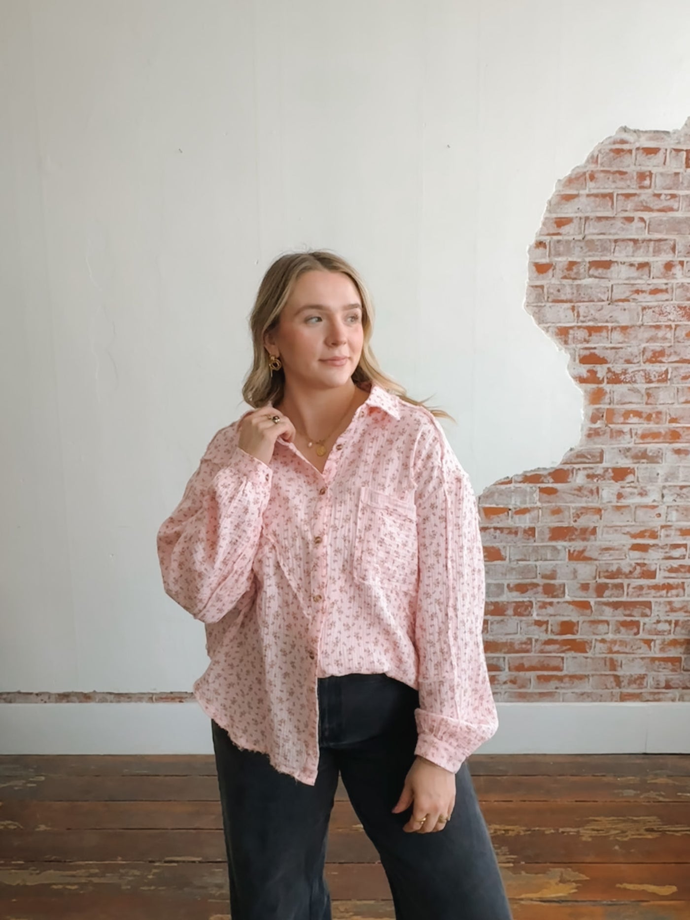 Gigi Floral Gauze Button Down Top