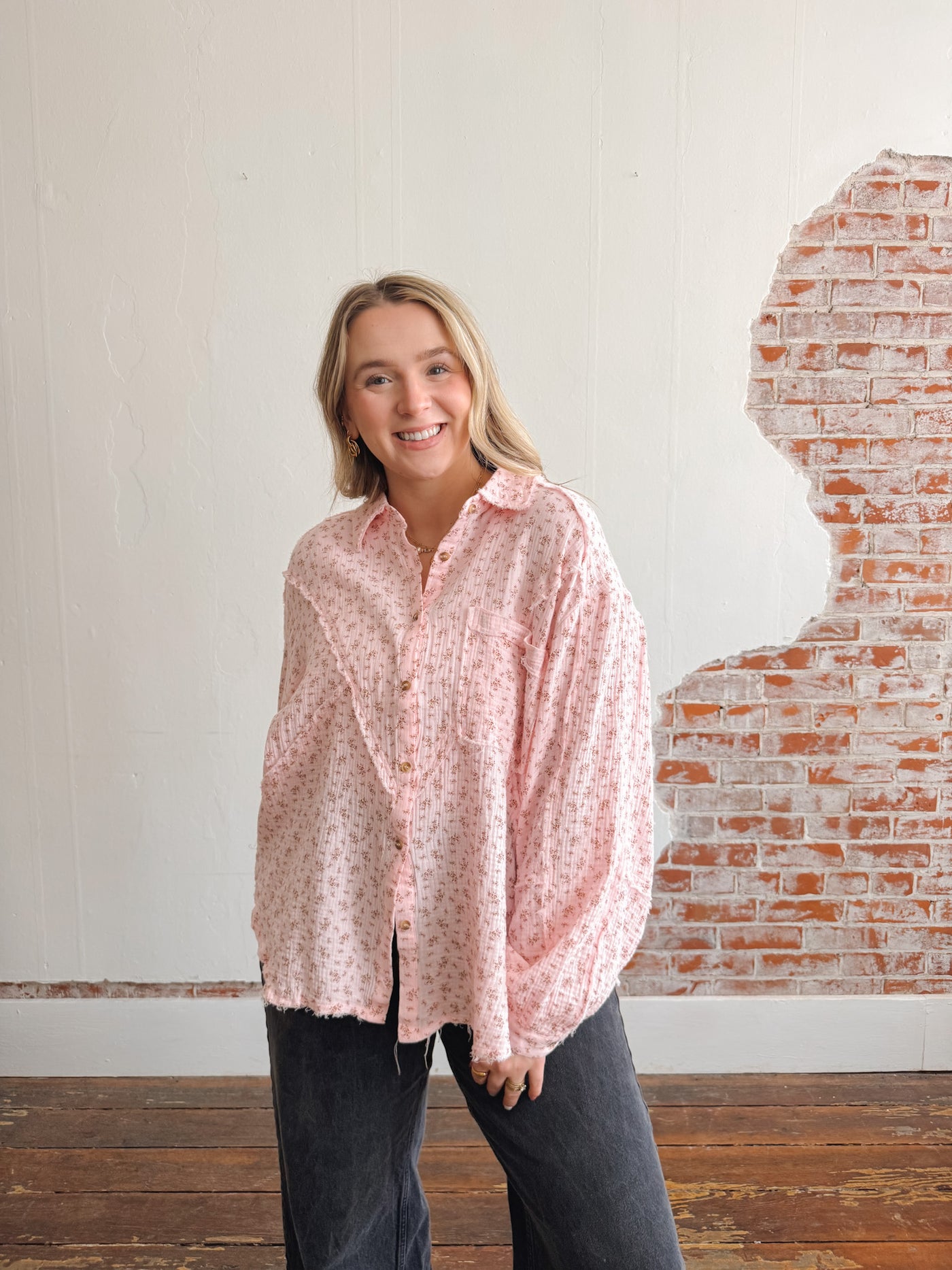 Gigi Floral Gauze Button Down Top