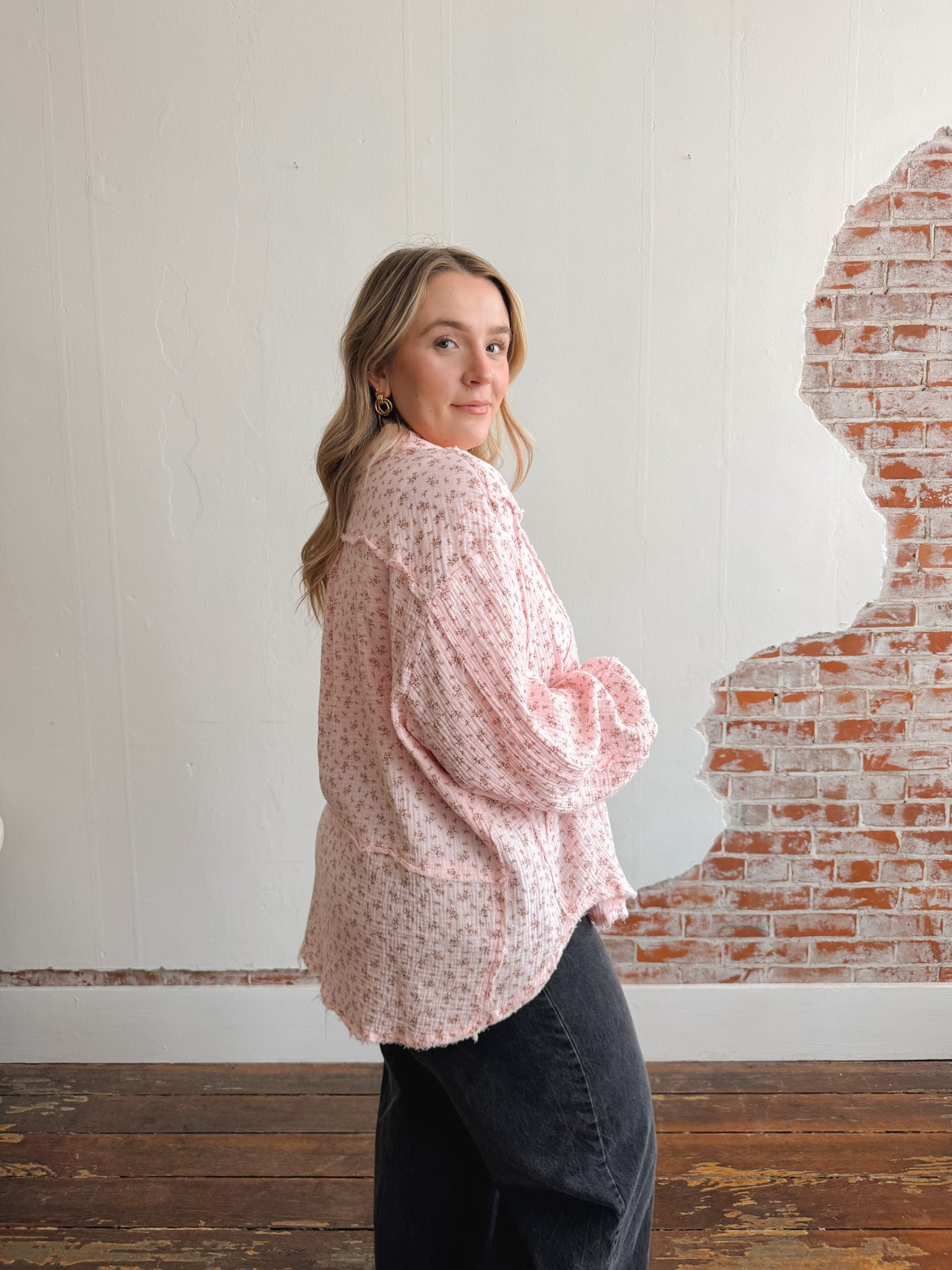 Gigi Floral Gauze Button Down Top
