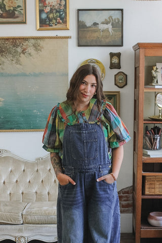 Halsey Blocks Of Plaid Top