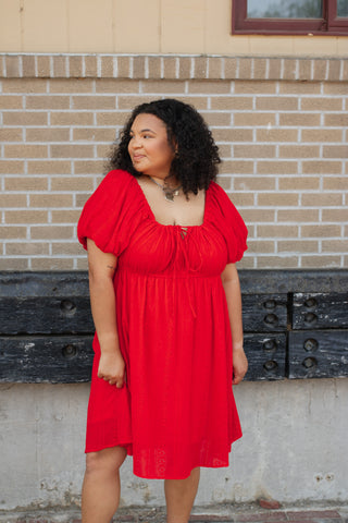 Syd Red Puff Sleeve Mini Dress