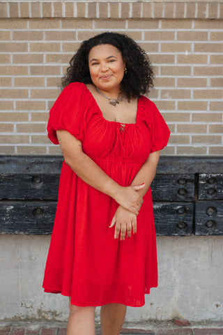 Syd Red Puff Sleeve Mini Dress