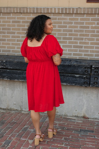 Syd Red Puff Sleeve Mini Dress