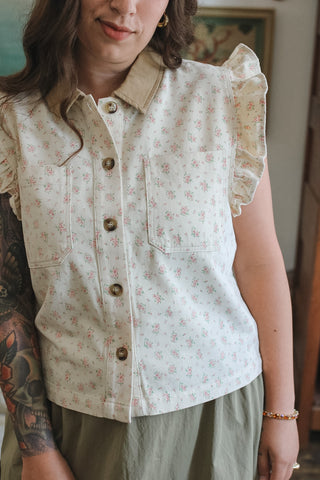 Tess Floral Ruffle Top