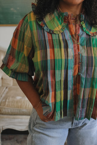 Halsey Blocks Of Plaid Top