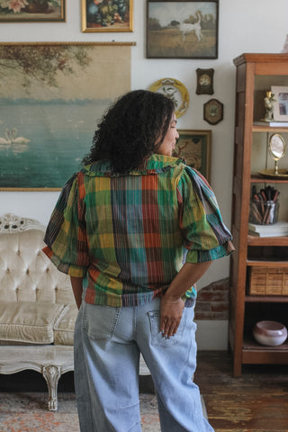 Halsey Blocks Of Plaid Top