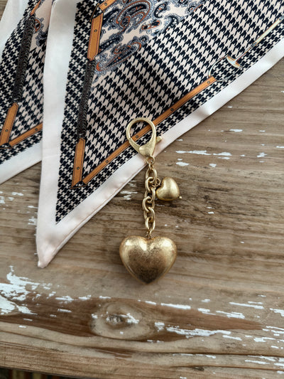 Brushed Hearts Bag Charm | Gold