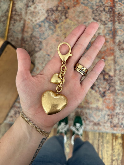 Brushed Hearts Bag Charm | Gold