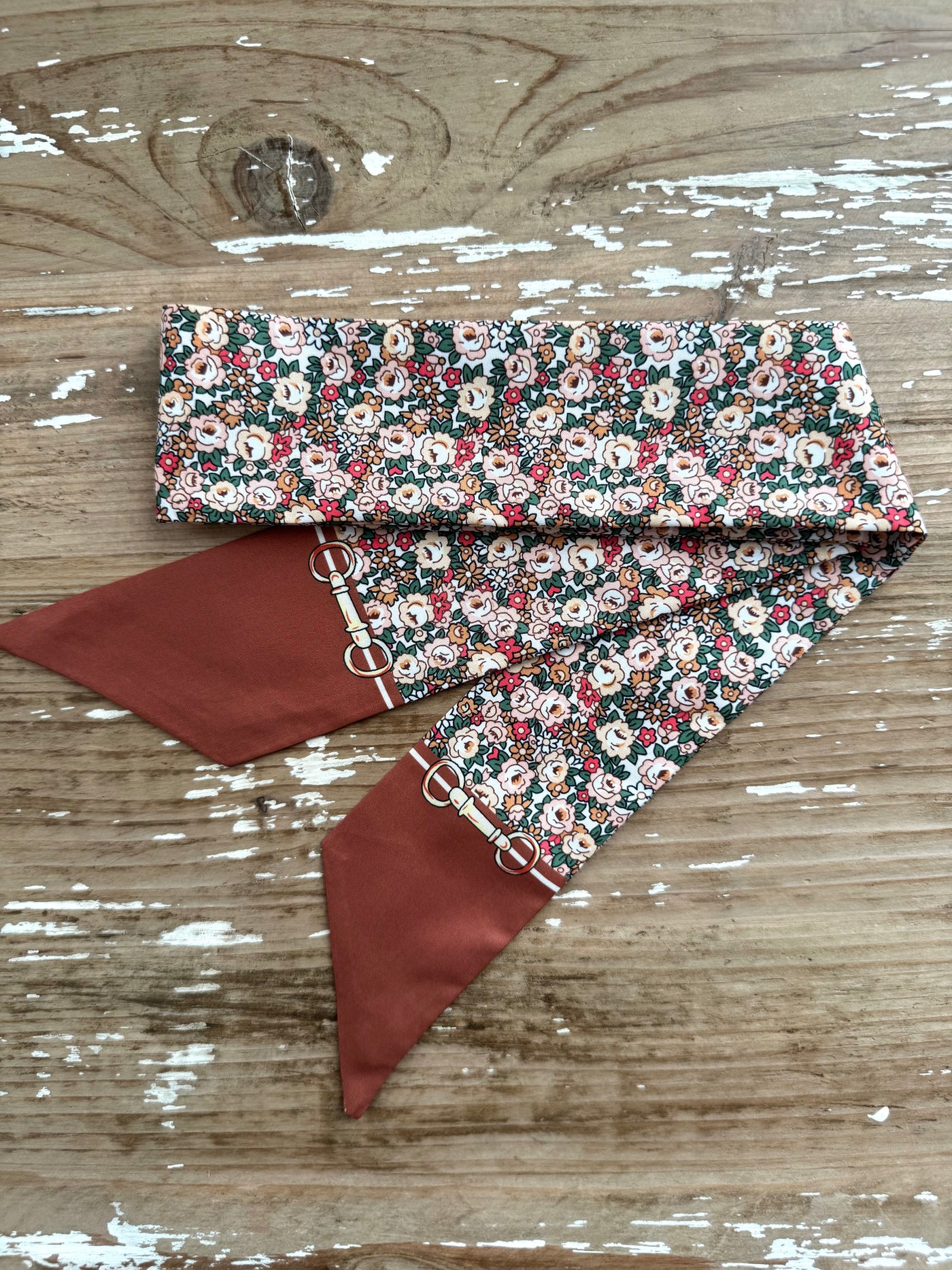 Classic Twilly Scarf | Brown Floral