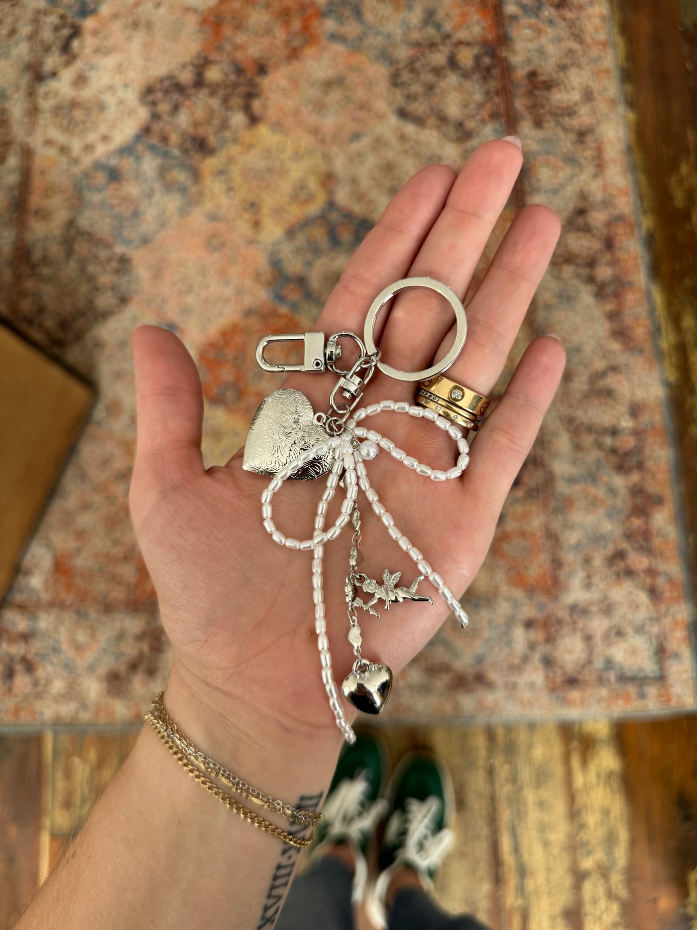 Locket + Bows Bag Charm | Silver