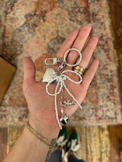 Locket + Bows Bag Charm | Silver