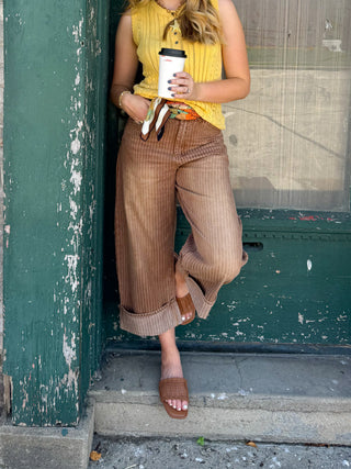Holland Vintage Washed Stripe Cuffed Jeans