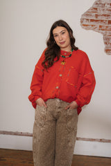 Evie Oversized Button Up Crewneck