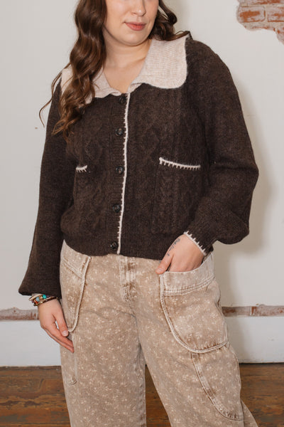 Jane Contrast Collared Cardigan