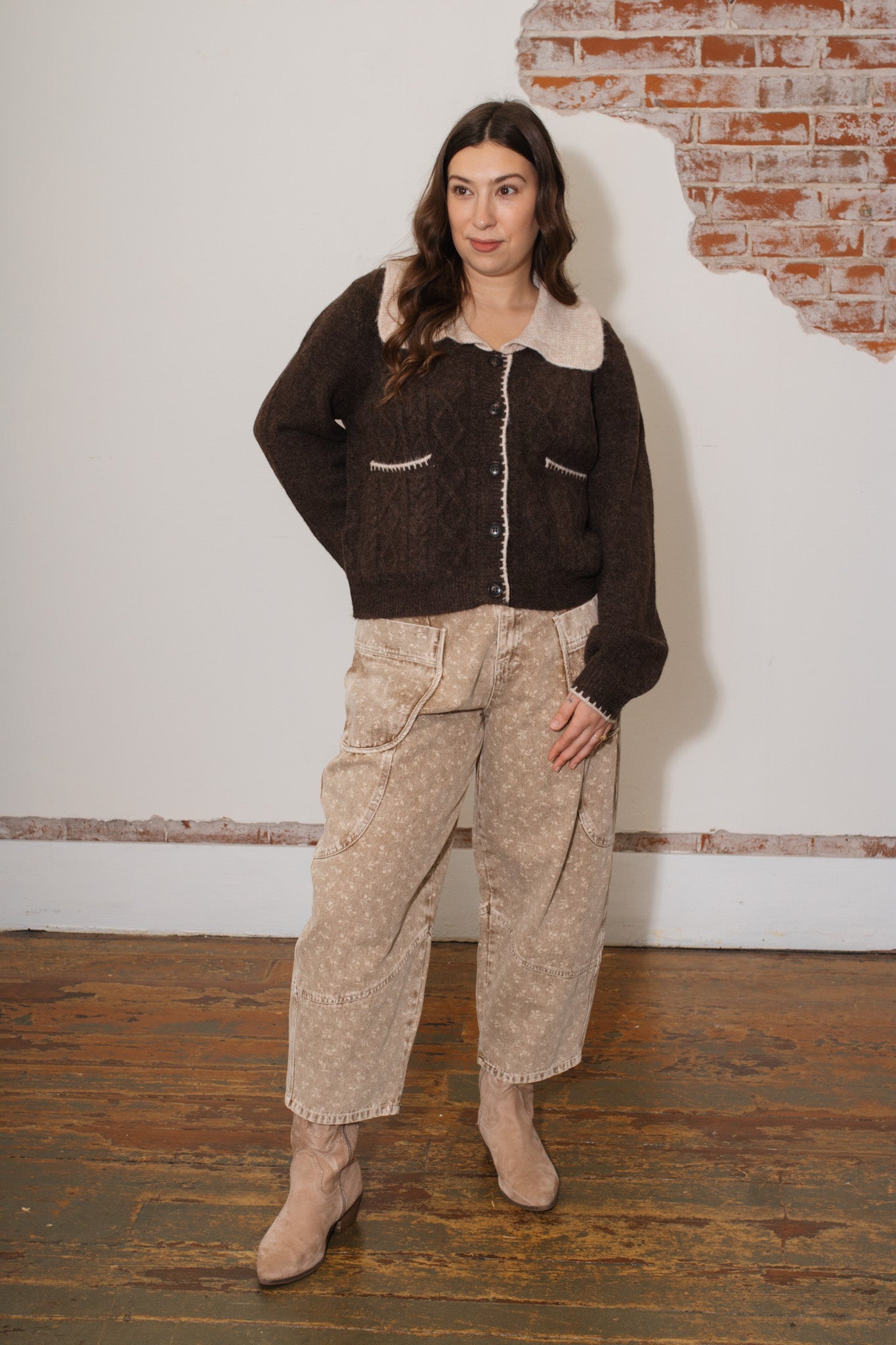 Jane Contrast Collared Cardigan