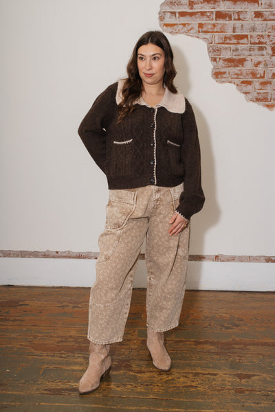 Jane Contrast Collared Cardigan