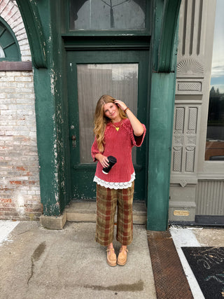 Kate Chunky Knit Lace Trim Sweater