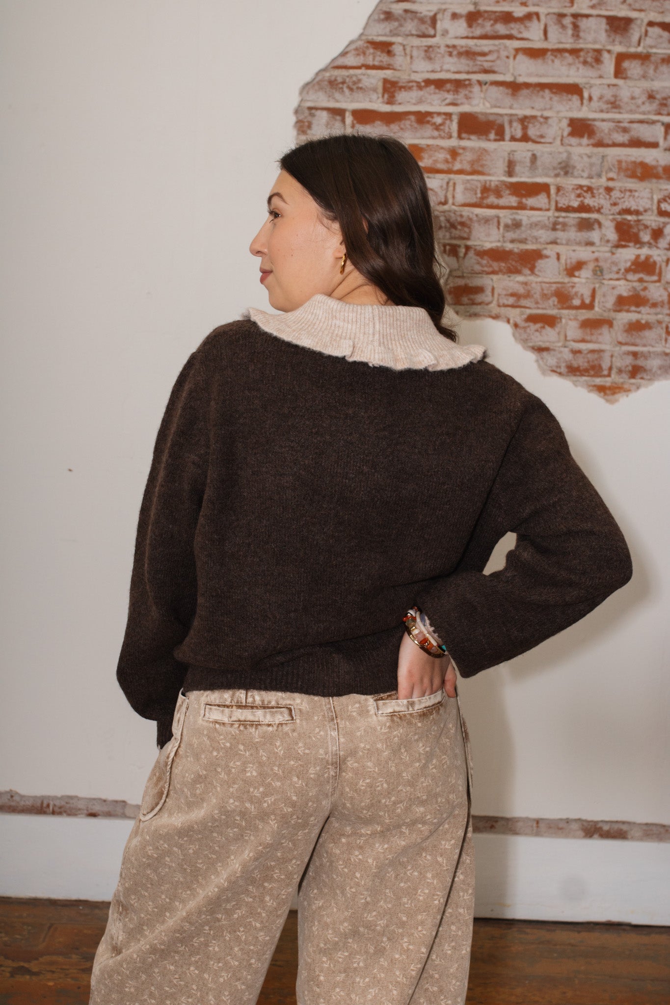 Jane Contrast Collared Cardigan