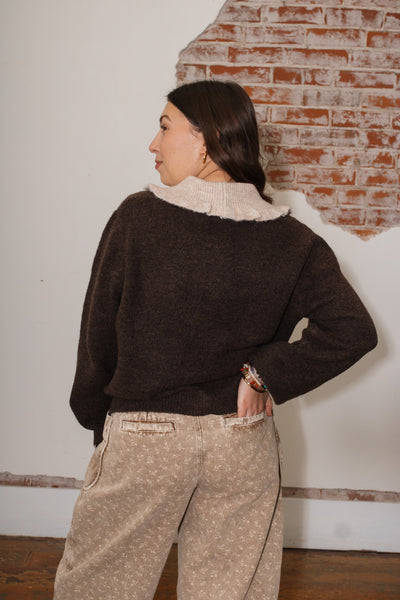 Jane Contrast Collared Cardigan